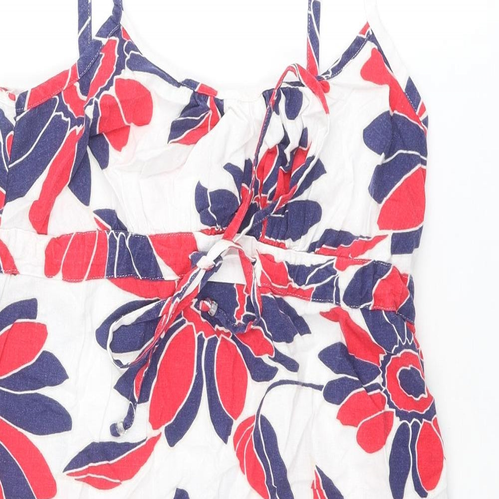 Marks and Spencer Womens Multicoloured Floral Linen A-Line Size 12 Round Neck Zip