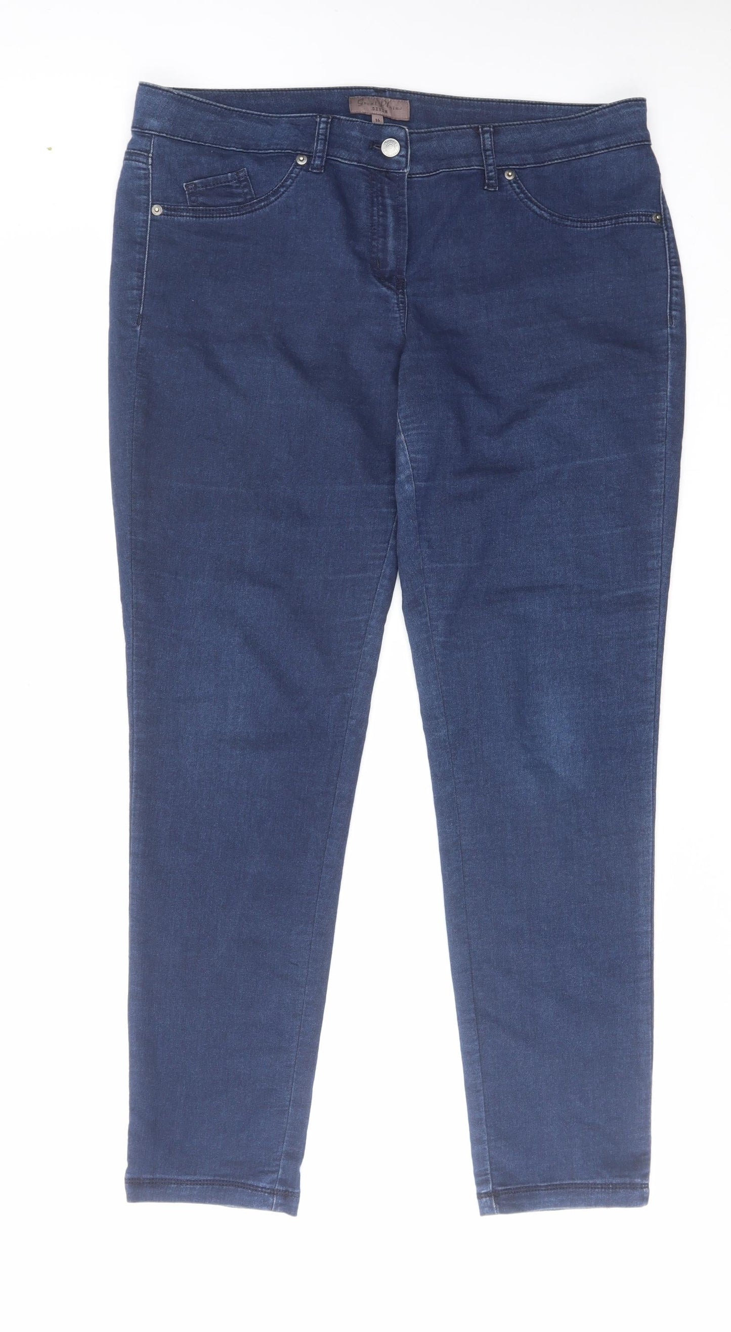 Great Plains Womens Blue Cotton Skinny Jeans Size 16 L30 in Regular Zip