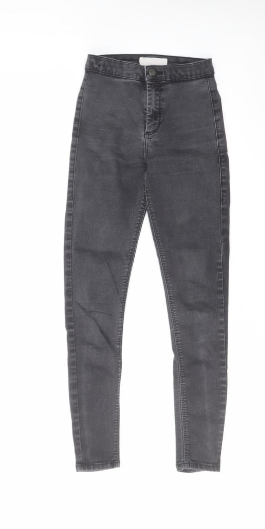 Topshop Womens Grey Cotton Skinny Jeans Size 26 in L32 in Regular Zip