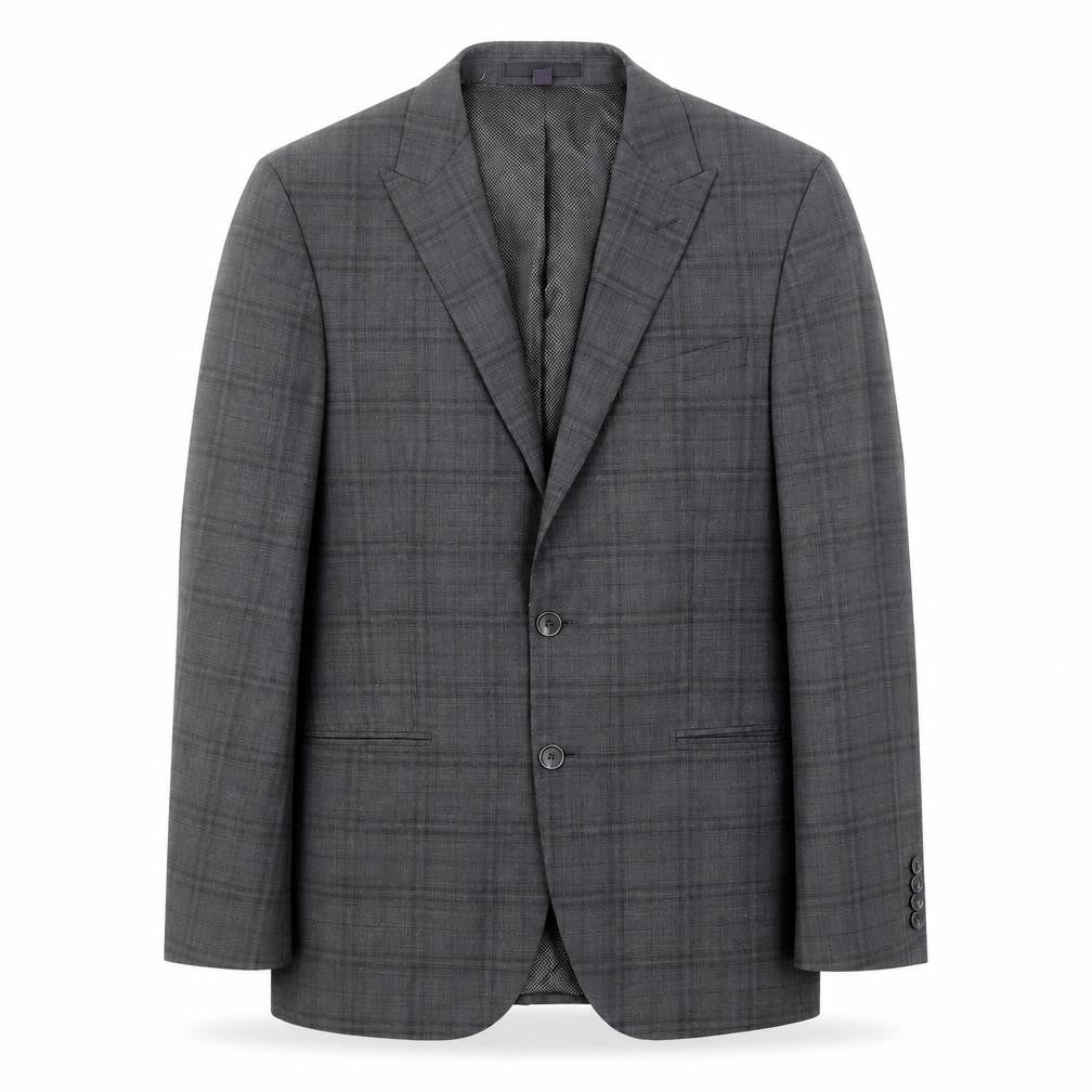 Marks & Spencer Mens Grey Plaid Wool Jacket Suit Jacket Size 40 Regular