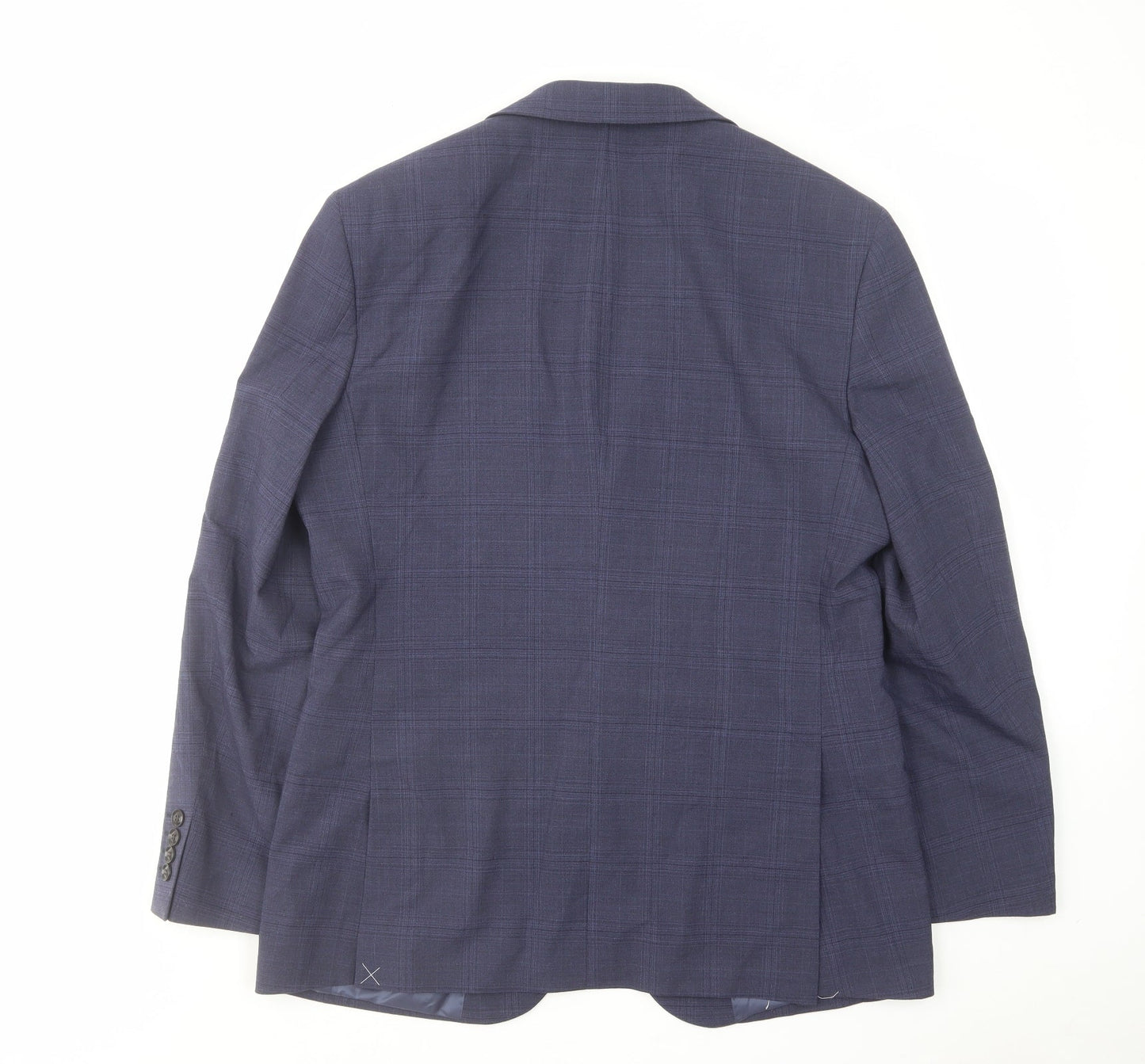 Marks and Spencer Mens Blue Check Wool Jacket Suit Jacket Size 40 Regular
