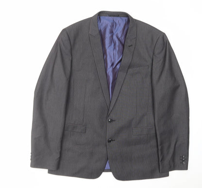 Next Mens Grey Striped Polyester Jacket Suit Jacket Size 44 Regular
