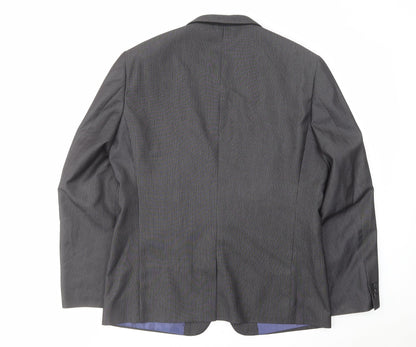 Next Mens Grey Striped Polyester Jacket Suit Jacket Size 44 Regular