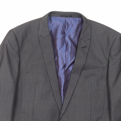 Next Mens Grey Striped Polyester Jacket Suit Jacket Size 44 Regular