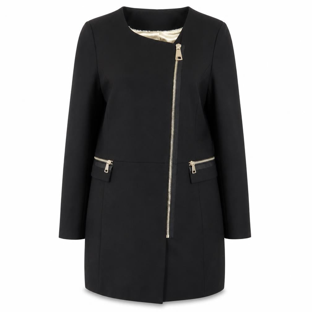 PBO Womens Black Overcoat Coat Size 8 Zip