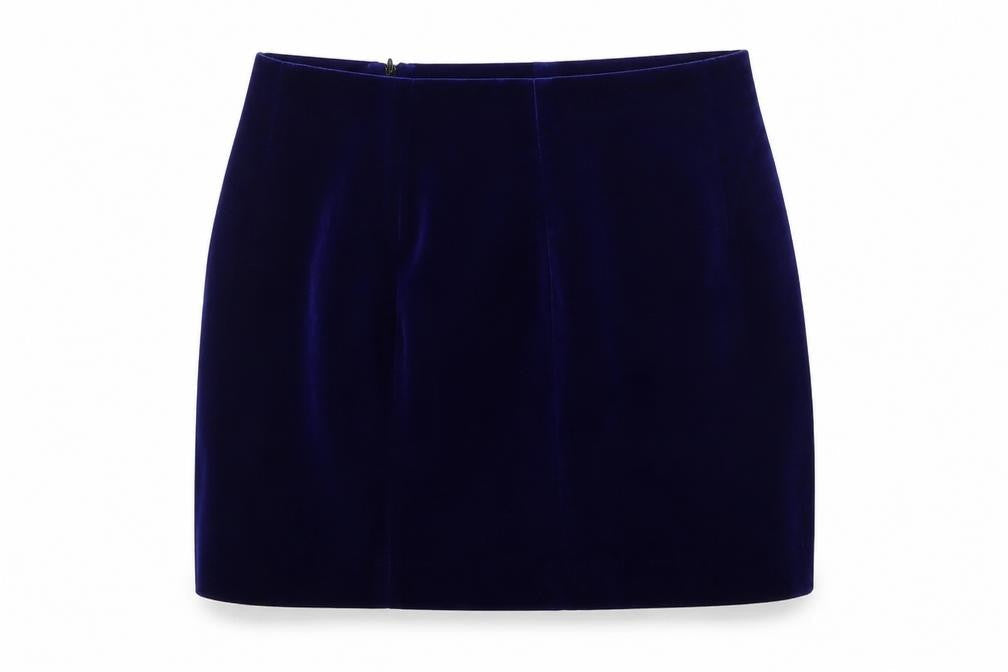 Zara Womens Blue Polyester A-Line Skirt Size L Zip