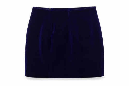 Zara Womens Blue Polyester A-Line Skirt Size L Zip