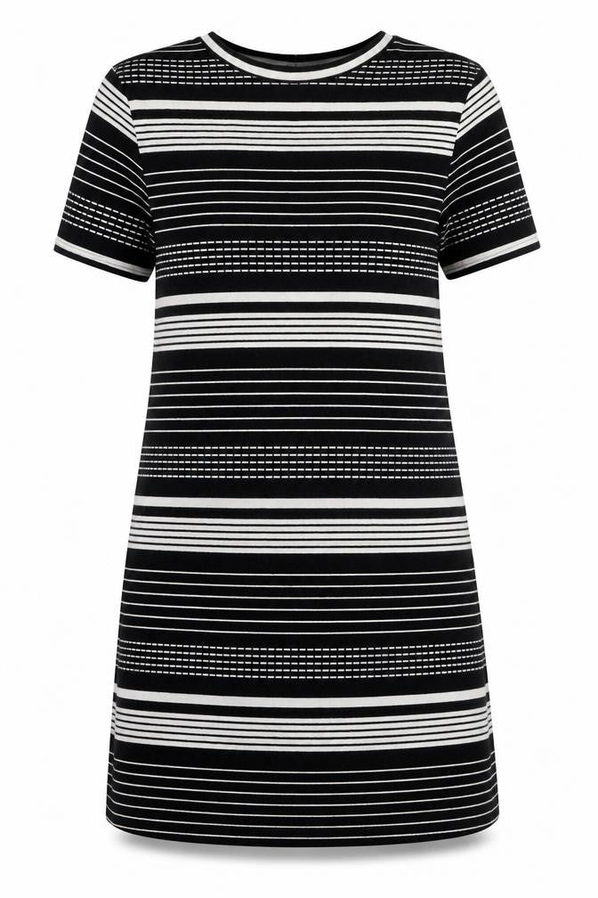 Dorothy Perkins Womens Black Striped Viscose Mini Size 12 Round Neck Pullover