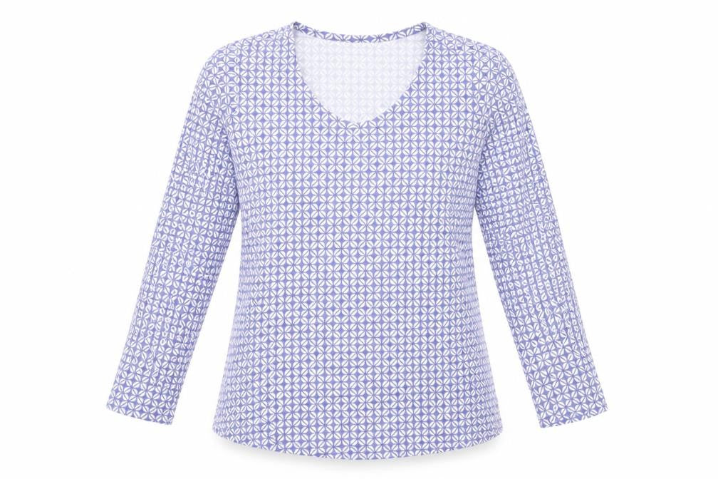 DASH Womens Purple Geometric Cotton Basic T-Shirt Size 10 Round Neck