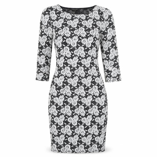 River Island Womens Black Floral Polyester Bodycon Size 6 Boat Neck Pullover