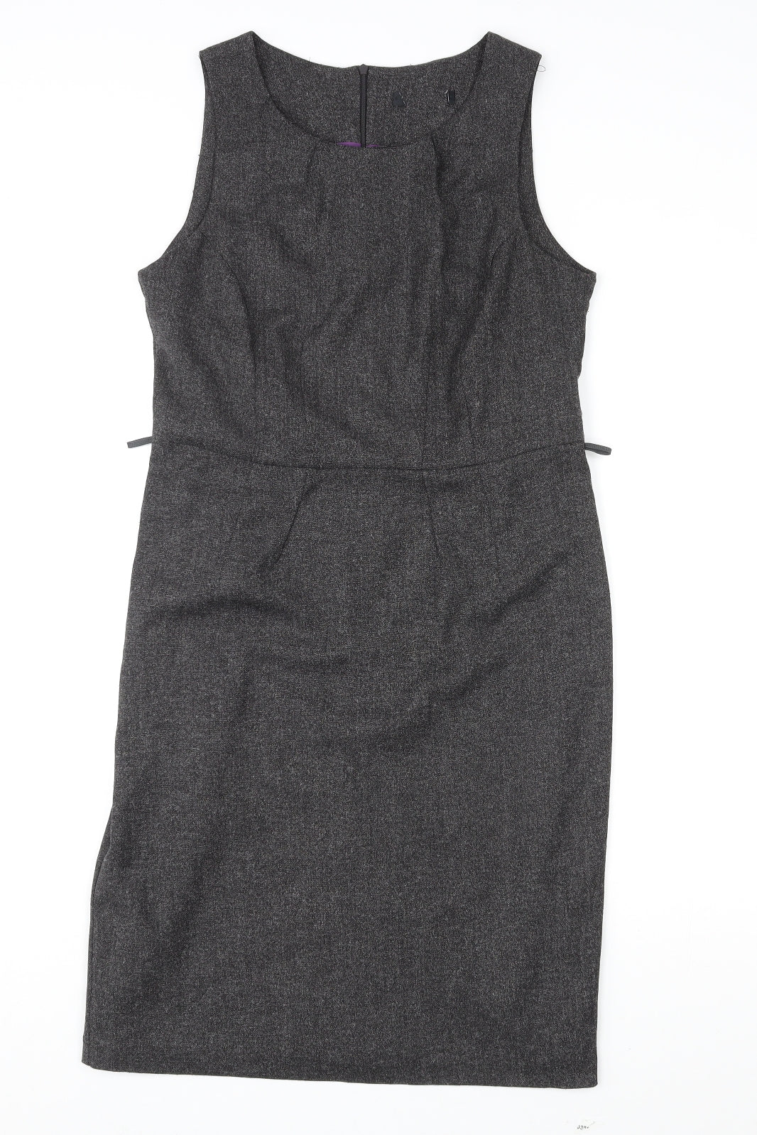 BHS Womens Grey Polyester Shift Size 12 Round Neck Zip