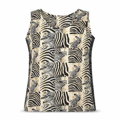 Roberta Womens Multicoloured Animal Print Polyester Basic Tank Size 8 Round Neck - Zebra Print