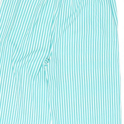 Brand and care label for Only women’s green striped polyester trousers, size UK 12, 29-inch leg regular tie