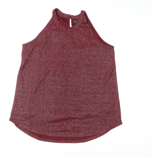 Avenue Womens Red Polyester Basic Tank Size 14 Round Neck