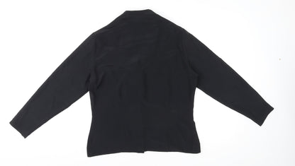 St Michael Womens Black Polyester Basic Button-Up Size 12 V-Neck - Crocheted Lace Detail