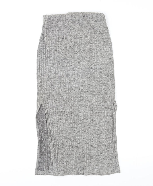 Topshop Womens Grey Cotton A-Line Skirt Size 6