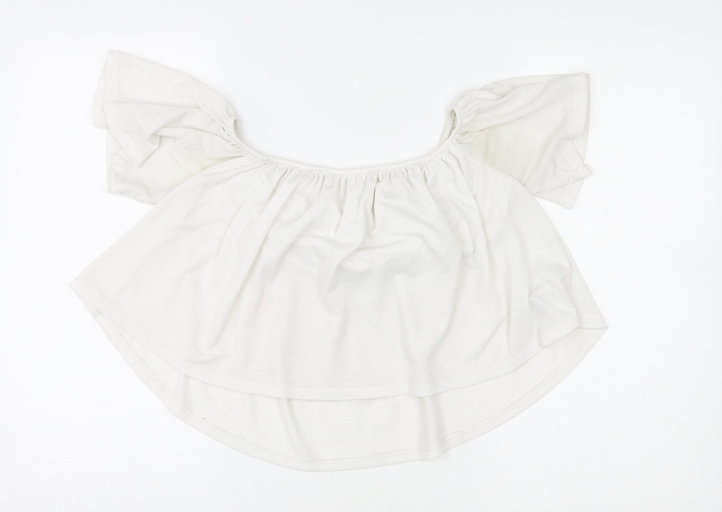 Bershka Womens Ivory Viscose Basic Blouse Size M Round Neck