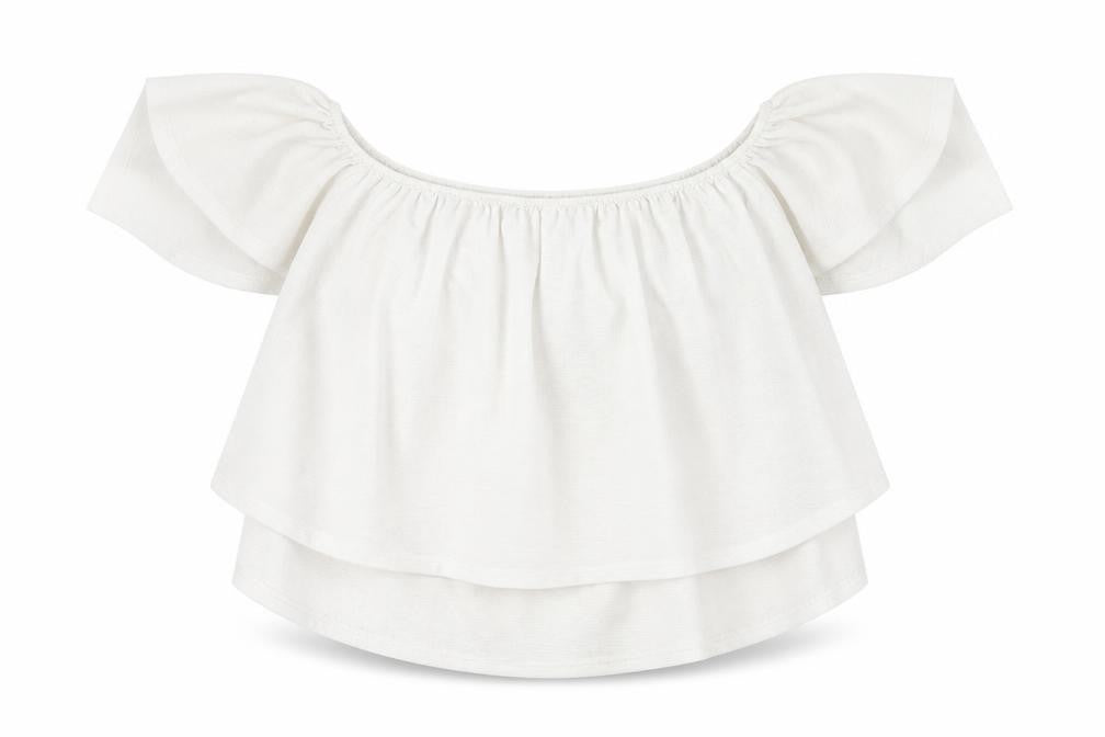 Bershka Womens Ivory Viscose Basic Blouse Size M Round Neck