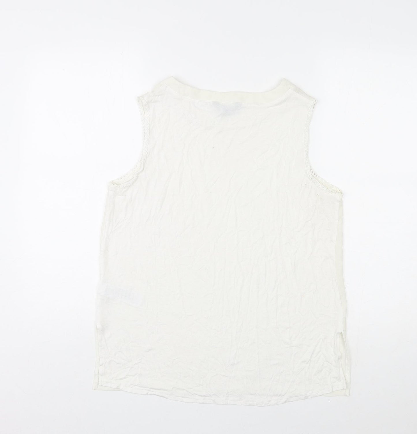 New Look Womens Ivory Polyester Basic Tank Size 14 Round Neck
