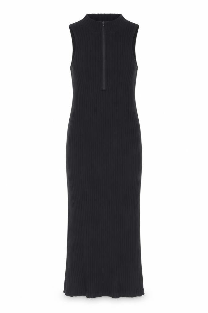 Divided by H&M Womens Black Cotton Maxi Size S Mock Neck Zip