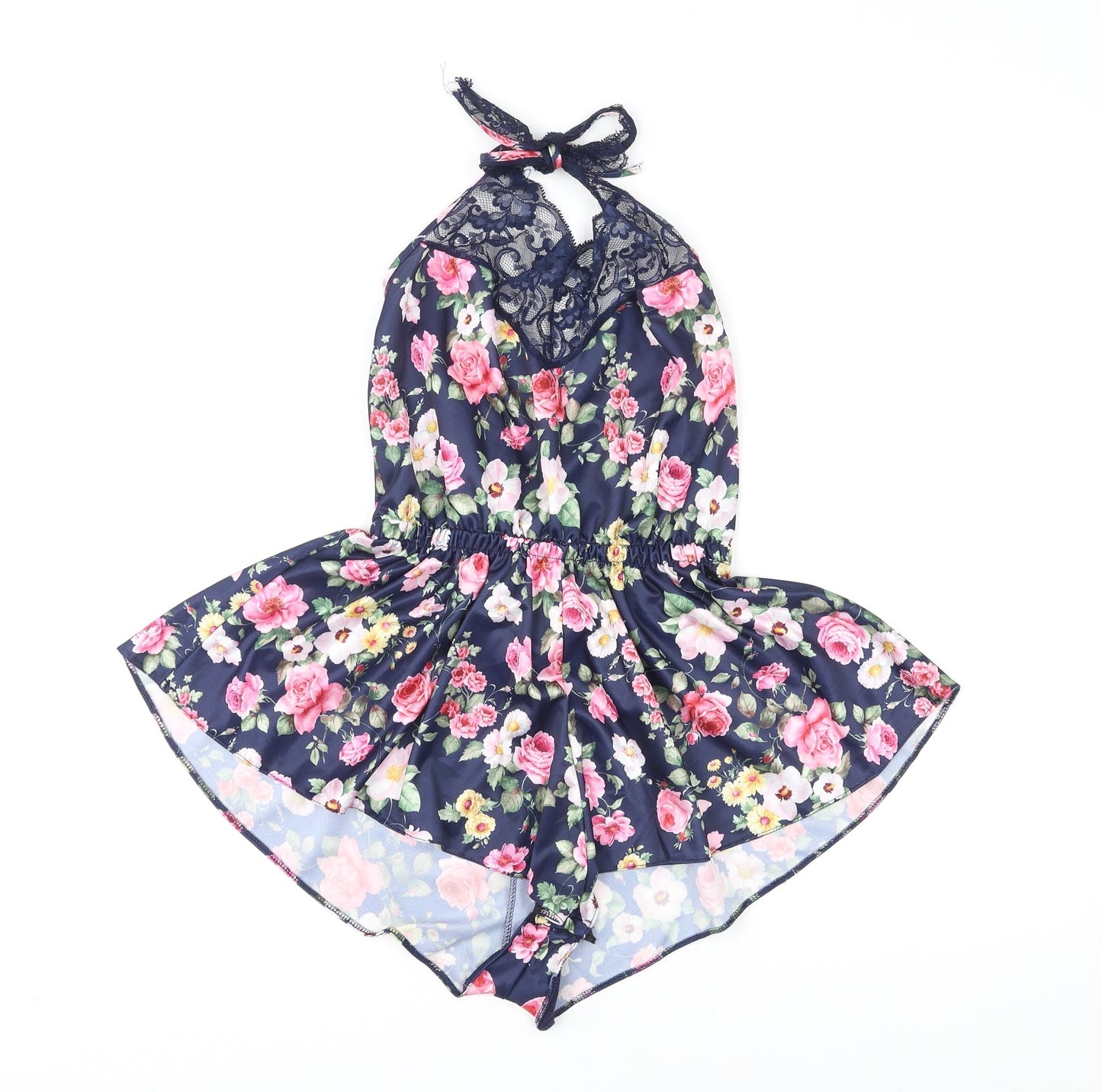 Day n Nite Womens Multicoloured Floral Polyester Playsuit One-Piece Size M L4 in Tie - Lace Trim