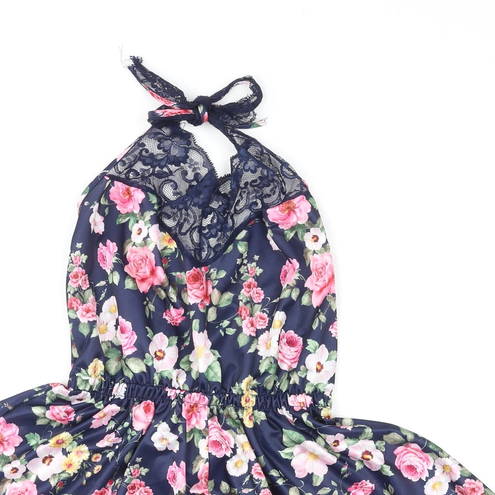 Day n Nite Womens Multicoloured Floral Polyester Playsuit One-Piece Size M L4 in Tie - Lace Trim