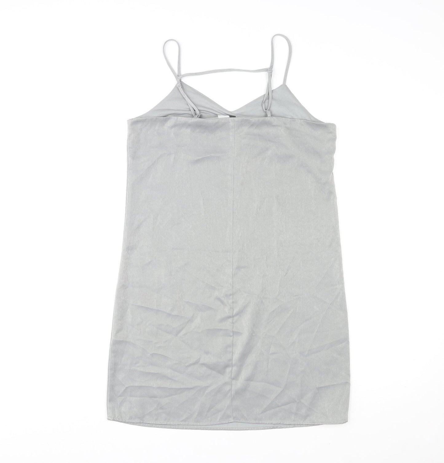 Divided by H&M Womens Grey Polyester Slip Dress Size 12 V-Neck Pullover