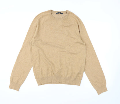Additional front view of French Connection men’s brown collared cotton jumper, size M, long sleeve