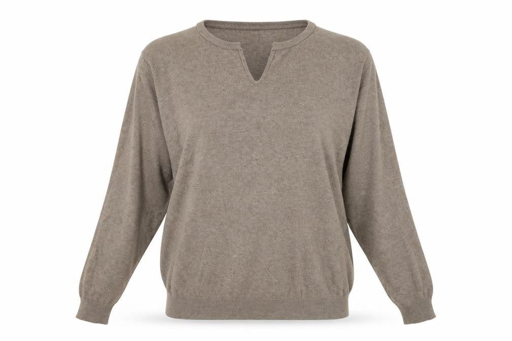 Nigel Hall Womens Brown V-Neck Cotton Pullover Jumper Size S