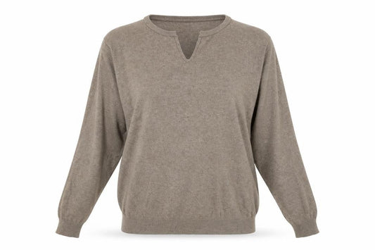 Nigel Hall Womens Brown V-Neck Cotton Pullover Jumper Size S