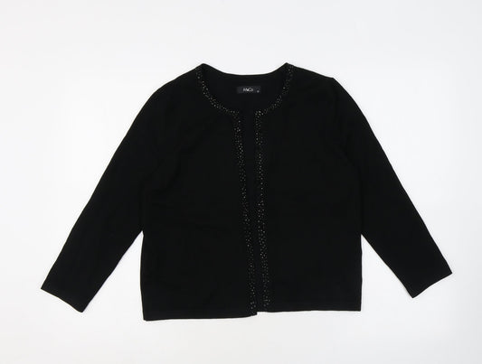 M&Co Womens Black Round Neck Viscose Cardigan Jumper Size 12