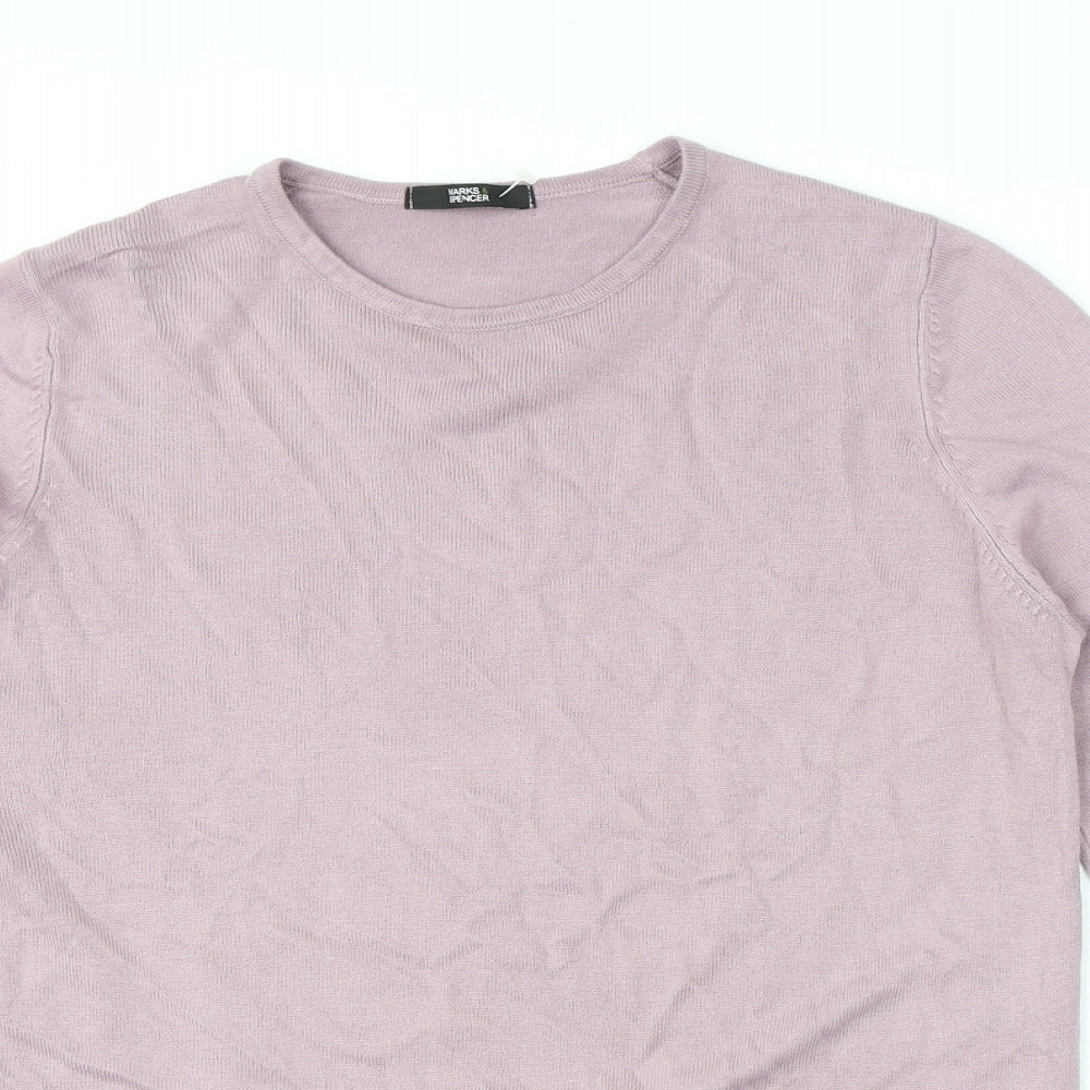 Marks and Spencer Womens Purple Round Neck Acrylic Pullover Jumper Size 14
