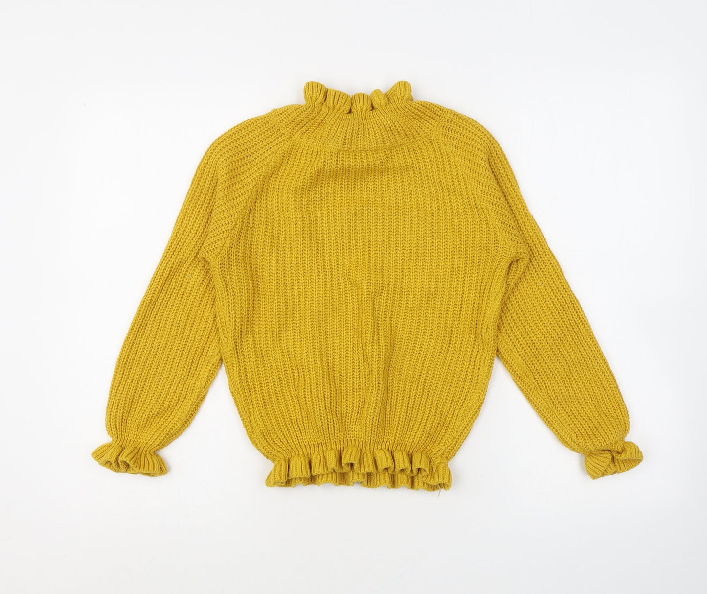 Cameo Rose Womens Yellow Mock Neck Acrylic Pullover Jumper Size S