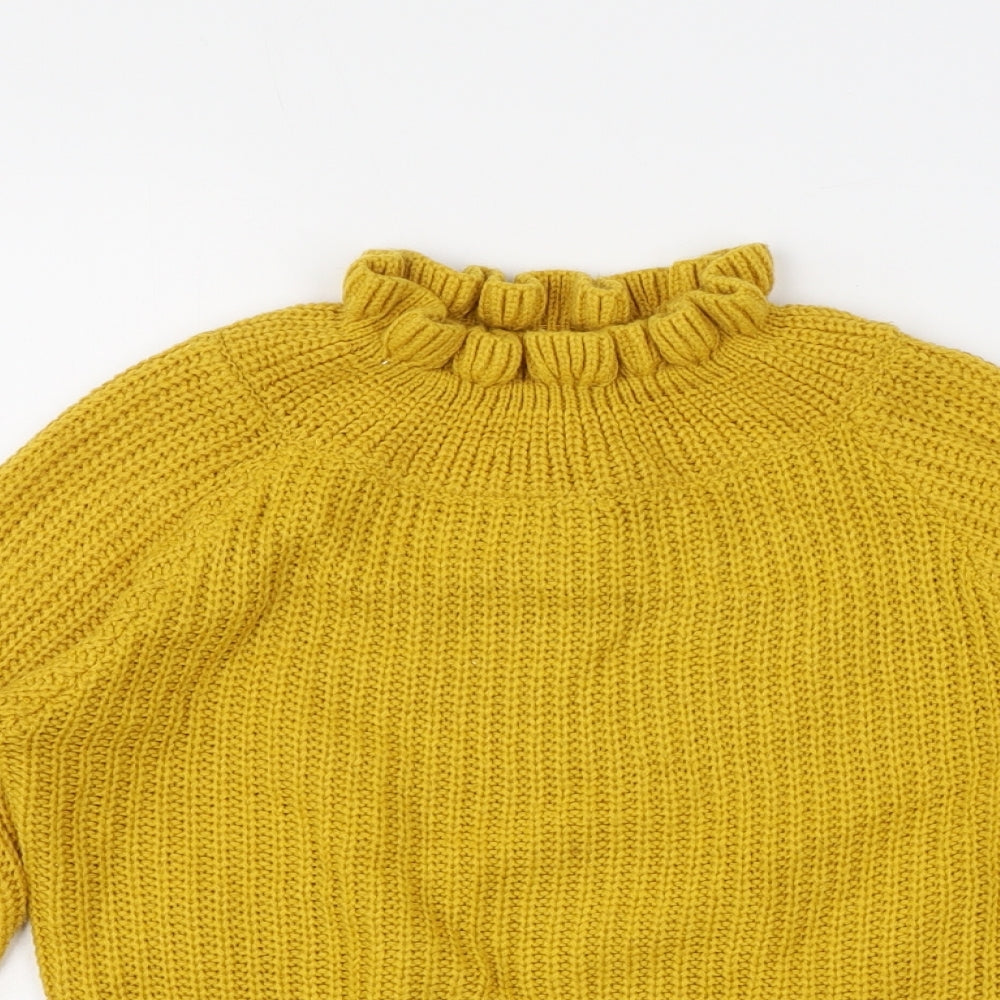 Cameo Rose Womens Yellow Mock Neck Acrylic Pullover Jumper Size S