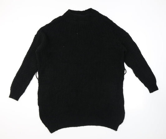 PRETTYLITTLETHING Womens Black Round Neck Acrylic Pullover Jumper Size 12