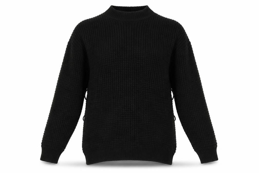 PRETTYLITTLETHING Womens Black Round Neck Acrylic Pullover Jumper Size 12