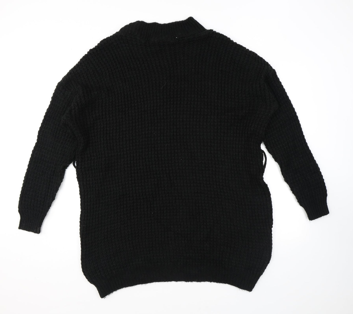 PRETTYLITTLETHING Womens Black Round Neck Acrylic Pullover Jumper Size 12