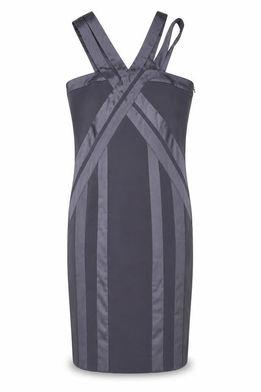 Debut Womens Silver Polyester Sheath Size 8 V-Neck Zip