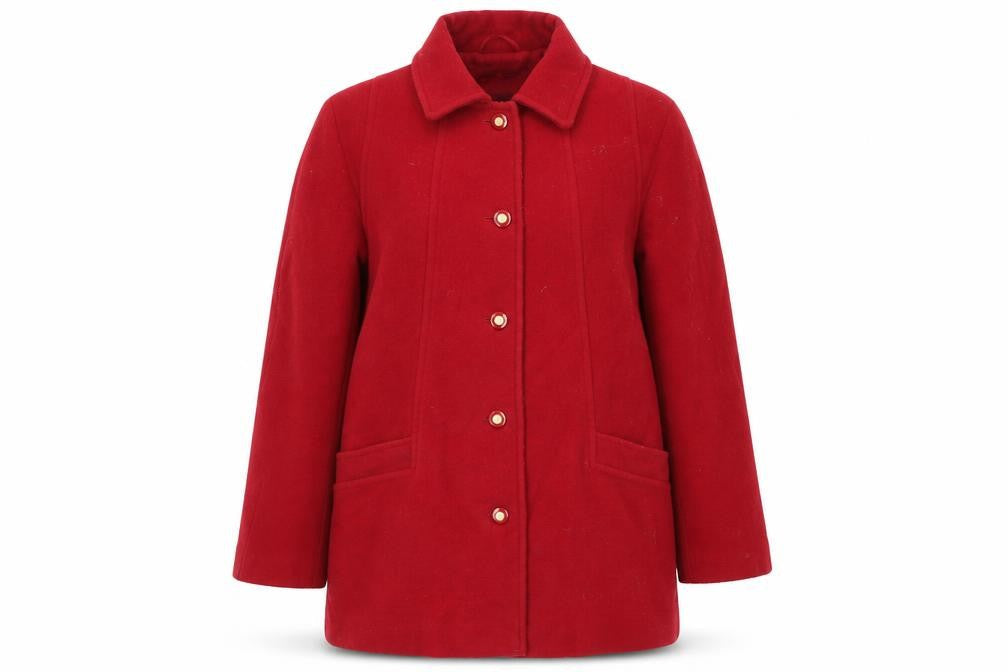 David Barry Womens Red Overcoat Coat Size 16 Button