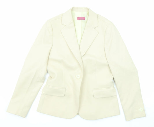 Givo Donna Womens Beige Striped Polyester Blend Jacket Blazer Size 6