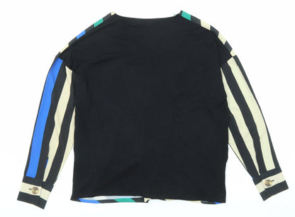 Mark Heyes Womens Multicoloured Striped Polyester Basic Blouse Size 12 V-Neck - Wrap Front Detail