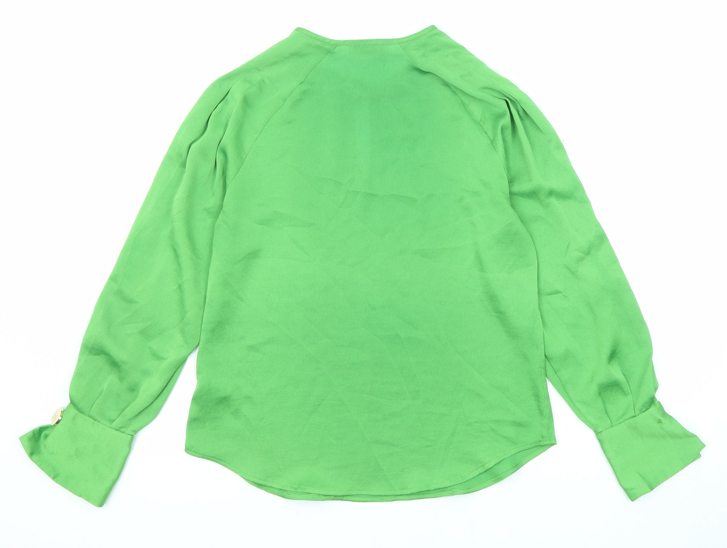 Marks and Spencer Womens Green Polyester Basic Blouse Size 8 Round Neck