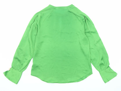 Marks & Spencer Womens Green Polyester Basic Blouse Size 8 Round Neck