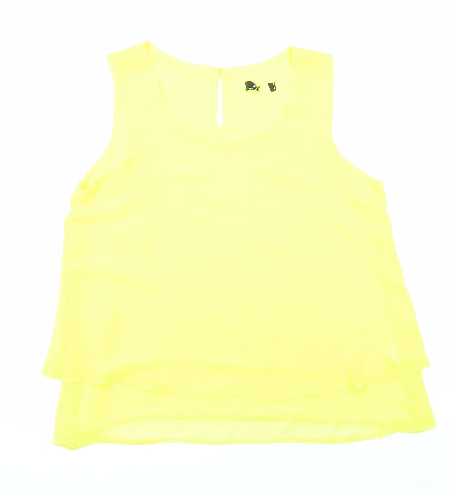 Wallis Womens Yellow Polyester Basic Tank Size 12 Boat Neck