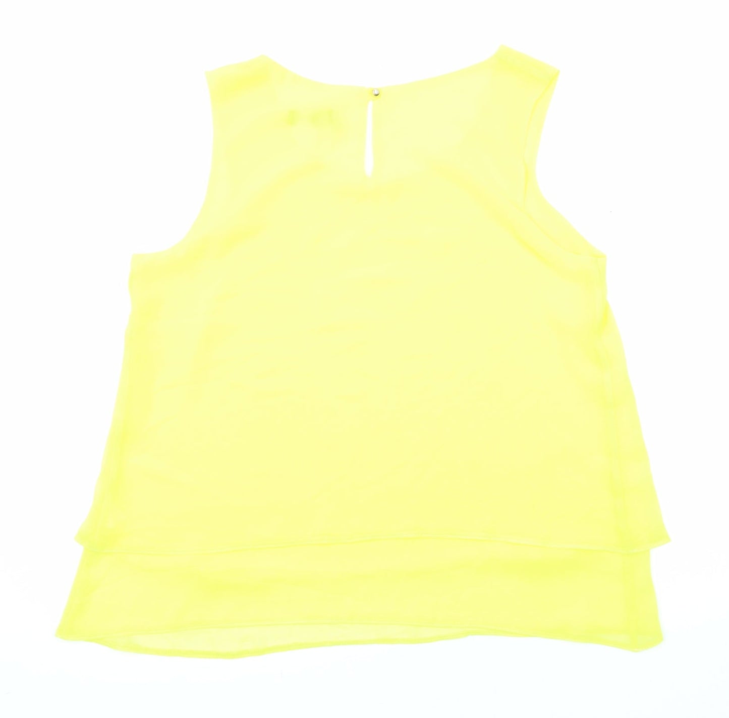 Wallis Womens Yellow Polyester Basic Tank Size 12 Boat Neck