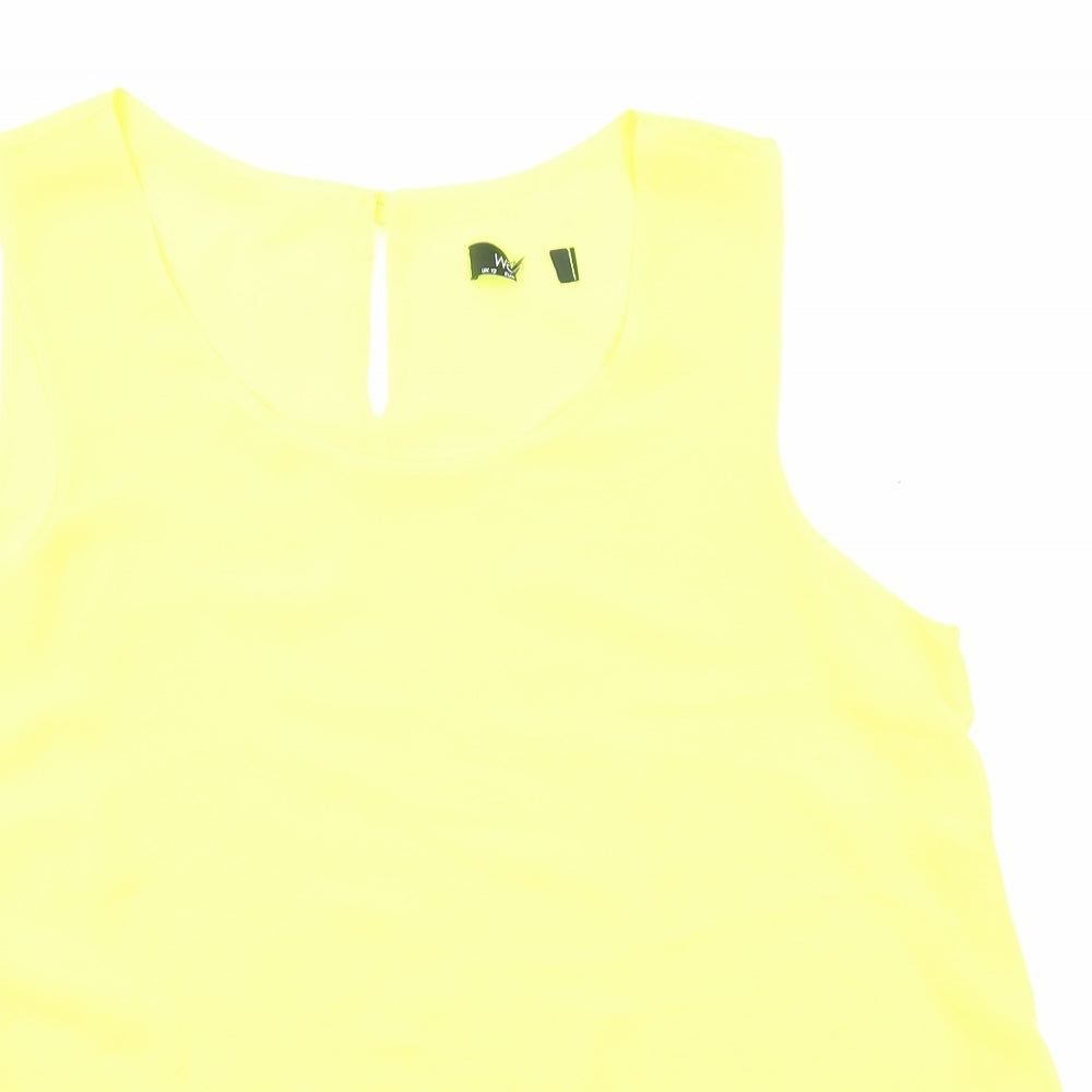 Wallis Womens Yellow Polyester Basic Tank Size 12 Boat Neck
