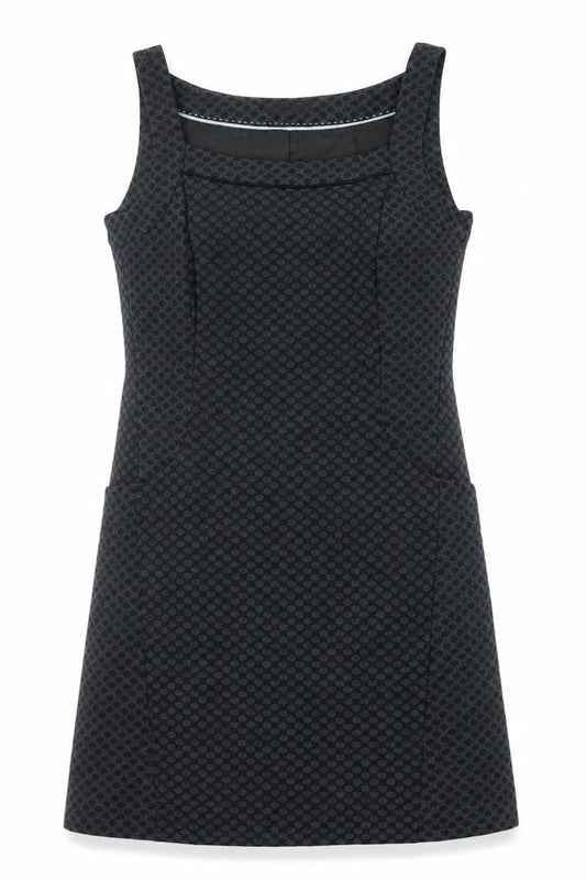 NEXT Womens Black Geometric Polyester Shift Size 10 Square Neck Zip