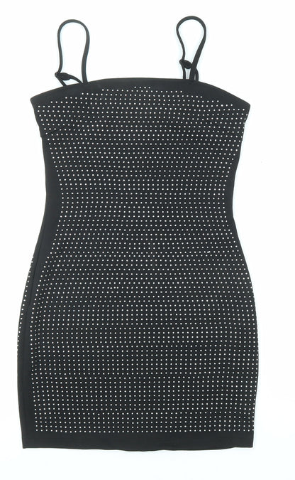 Parisian Signature Womens Black Polyester Bodycon Size 6 Square Neck Pullover