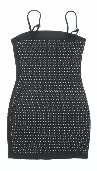 Parisian Signature Womens Black Polyester Bodycon Size 6 Square Neck Pullover