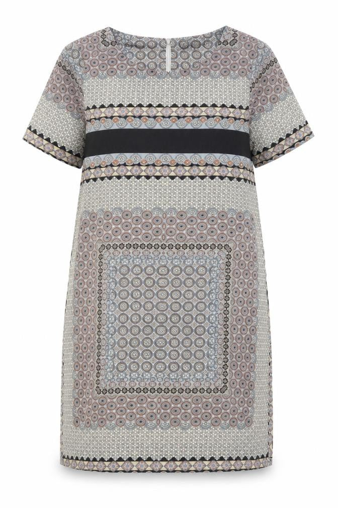 New Look Womens Multicoloured Geometric Polyester Shift Size 12 Round Neck Zip